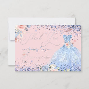 Invitation Robe PixDezines Quinceanera Merci Bleu Poussiéreux