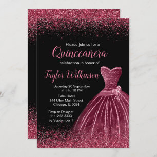 Invitation Robe Plum Violet Faux Parties scintillant Quincean
