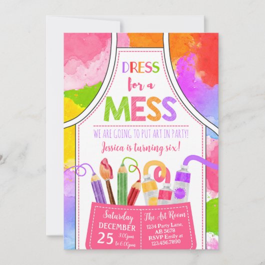 Invitation Robe Pour Un Mess Art Anniversaire (Devant)