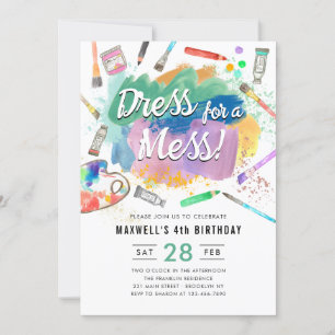 Invitation Robe pour un Mess Kids Art Peinture peinture Anniv