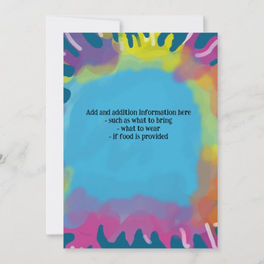 Invitation Robe pour une fête d'art pour enfants (Dos)