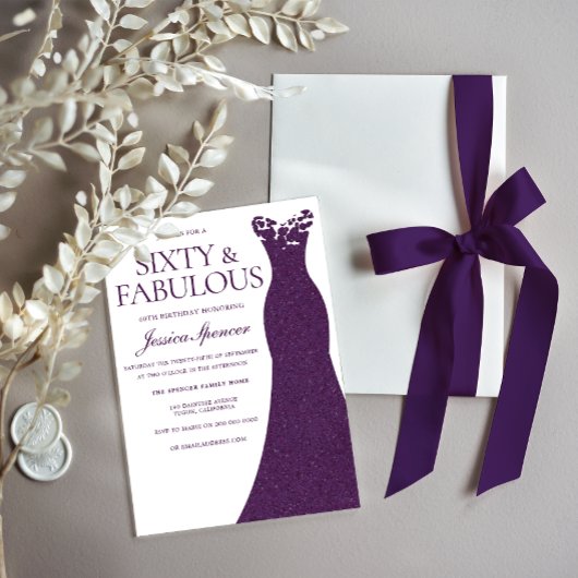 Invitation Robe pourpre Soixante et fabuleux 60e anniversaire