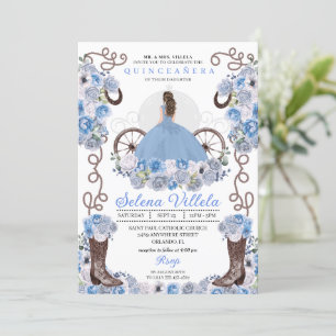 Invitation Robe princesse bleue & Bottes Quinceañera