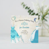 Invitation Robe princesse bleue fantaisie Anniversaire Invita (Debout devant)