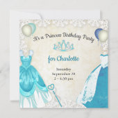 Invitation Robe princesse bleue fantaisie Anniversaire Invita (Devant)