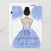 Invitation Robe princesse bleue Hiver Merveilleuse Quinceaner (Devant / Derrière)