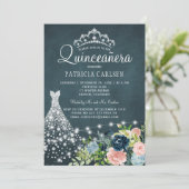 Invitation Robe princesse Diamond aquarelle chic quinceanera (Debout devant)