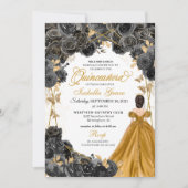 Invitation Robe princesse d'or Robe Rose noire Quinceañera (Devant)