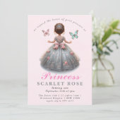 Invitation Robe princesse en argent rose Fête d'anniversaire (Debout devant)