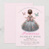 Invitation Robe princesse en argent rose Fête d'anniversaire (Devant / Derrière)
