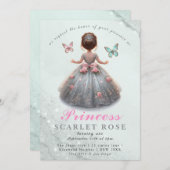 Invitation Robe princesse en argent rose Fête d'anniversaire (Devant / Derrière)