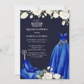 Invitation Robe princesse et Quinceanera bleu Rose (Devant)