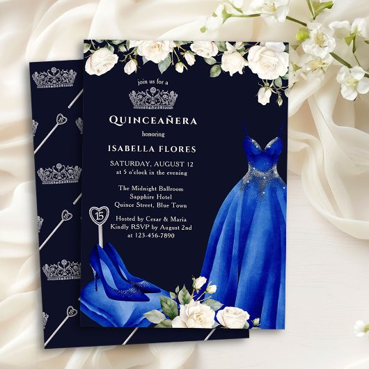 Invitation Robe princesse et Quinceanera bleu Rose