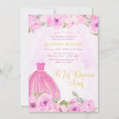 Invitation Robe princesse Florale Rose Mis Quince Anos (Devant)