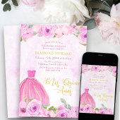 Invitation Robe princesse Florale Rose Mis Quince Anos