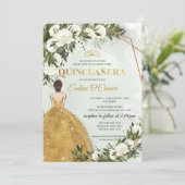 Invitation Robe princesse or verdure fleurie Quinceañera (Debout devant)
