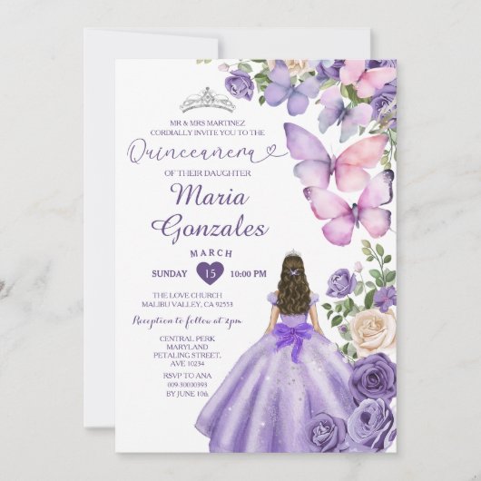 Invitation Robe princesse papillon pourpre Robe florale Quinc (Devant)