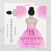 Invitation Robe princesse rose pâle Quinceanera Party (Devant / Derrière)