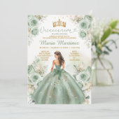 Invitation Robe princesse verte Sage Robe princesse Floral or (Debout devant)