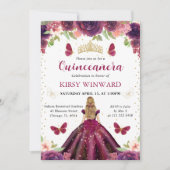 Invitation Robe prune princesse blonde Quinceanera (Devant)