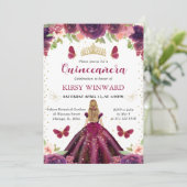 Invitation Robe prune princesse blonde Quinceanera (Debout devant)