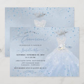 Invitation Robe Quinceanera Silver Blue Quinceanera (Devant / Derrière)