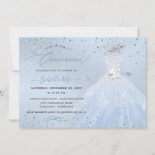 Invitation Robe Quinceanera Silver Blue Quinceanera