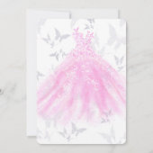Invitation Robe rose Argent Papillon Danser Robe Douce 16 Par (Dos)