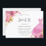 Invitation Robe rose Blush & Or Sparkle Robe Floral Sweet 16<br><div class="desc">Robe rose Blush & Or Sparkle Robe Floral Sweet 16 Invitation Dessins de Fêtes des mariées florales plus élégants dans notre magasin!</div>