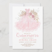Invitation Robe rose Boho Quinceañera Mis Quince 15 Años (Devant)