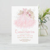 Invitation Robe rose Boho Quinceañera Mis Quince 15 Años (Debout devant)