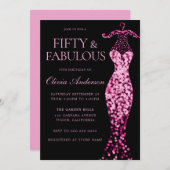 Invitation Robe rose brillante 50e fête d'anniversaire (Devant / Derrière)