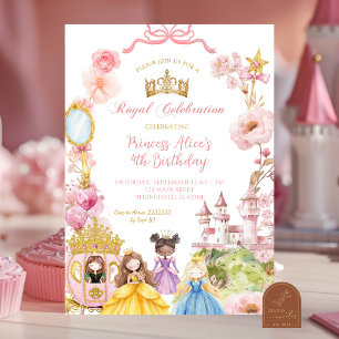 Invitation Robe rose coquette princesse Royaume anniversaire