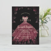 Invitation Robe Rose de Bourgogne Fête des mariées gothique (Debout devant)