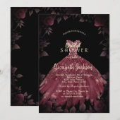 Invitation Robe Rose de Bourgogne Fête des mariées gothique (Devant / Derrière)