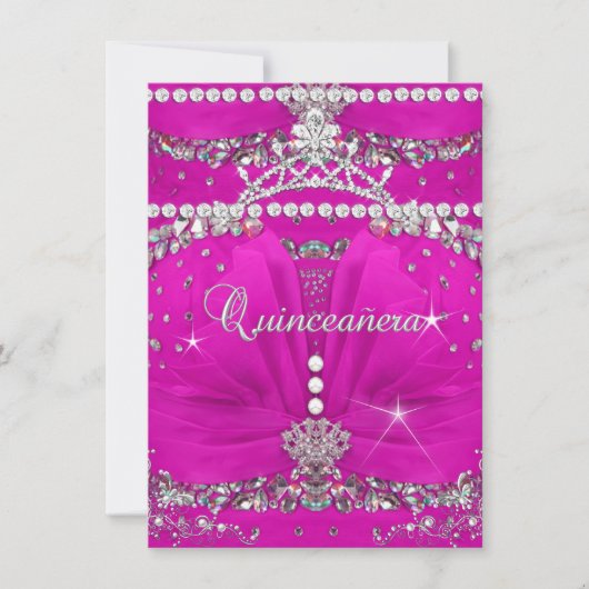 Invitation Robe rose de la princesse Quinceanera (Devant)