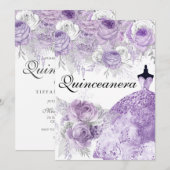 Invitation Robe Rose de lavande violette Quinceanera Invitati (Devant / Derrière)