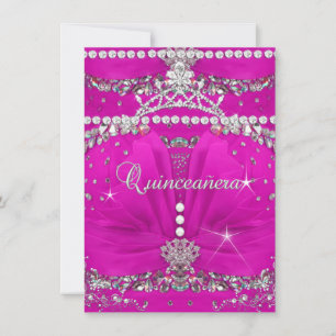 Invitation Robe rose de Quinceanera princesse ornée de bijoux