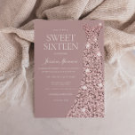 Invitation Robe Rose dorée rose Dusty Douce 16 Seize<br><div class="desc">Dusty Rose Mauve Rose Robe d'or Sweet 16 Seteen Invitation Voir la collection correspondante en Niche et Nest Store</div>