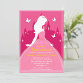 Invitation Robe rose élégant Quinceañera Anniversaire (Debout devant)