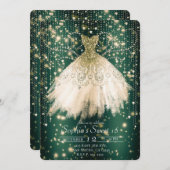 Invitation Robe rose émeraude rose rose douce 16 Partie (Devant / Derrière)