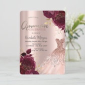 Invitation Robe Rose en or Fleurs Brarmdy Quinceañera (Debout devant)