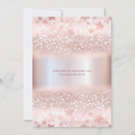 Invitation Robe rose en or gliteuse étoiles Quinceañera (Dos)
