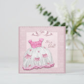 Invitation Robe rose et blanche Baby shower (Debout devant)
