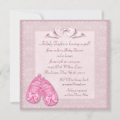 Invitation Robe rose et blanche Baby shower (Dos)