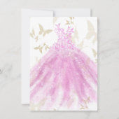 Invitation Robe rose et or Danse Papillon Sweet 16 (Dos)