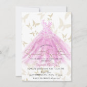 Invitation Robe rose et or Danse Papillon Sweet 16 (Devant)