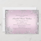 Invitation Robe rose étincelle Tiara Quinceanera (Dos)