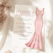 Invitation Robe rose femmes 70e fête d'anniversaire