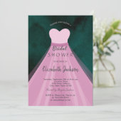 Invitation Robe rose Fête de mariage vert (Debout devant)